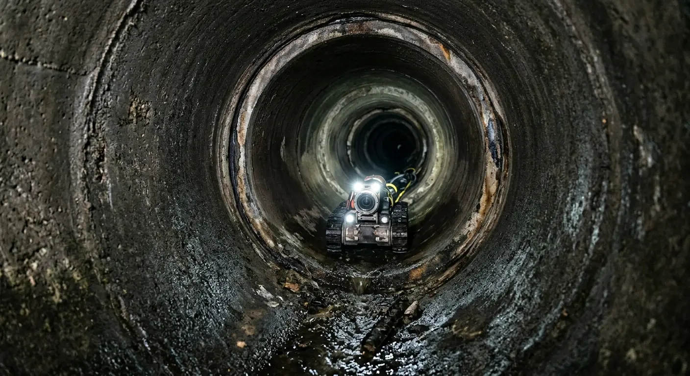Robotic sewer camera inspecting pipe interior for Drain Snake Service in Brooklyn Center